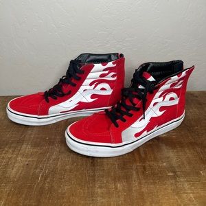 Vans Kids SK8-Hi Zip Flame Racing Red Size 5.5 youth